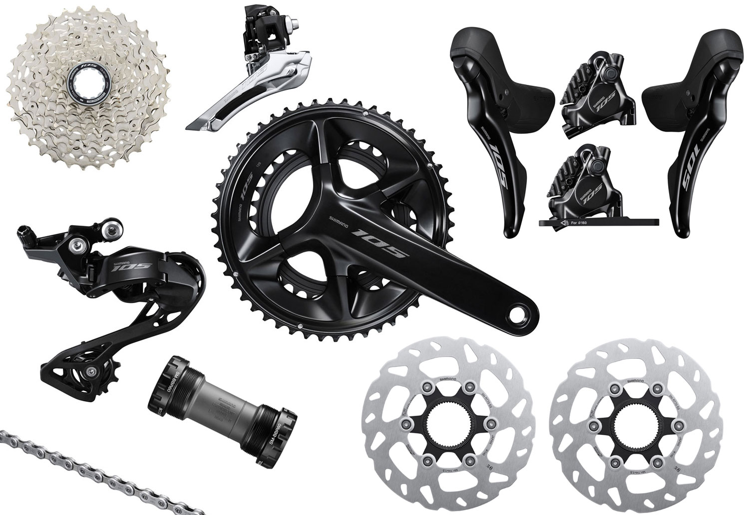 Shimano 105 R7100 Gruppo disco a 2x12 velocità 140/140 mm
